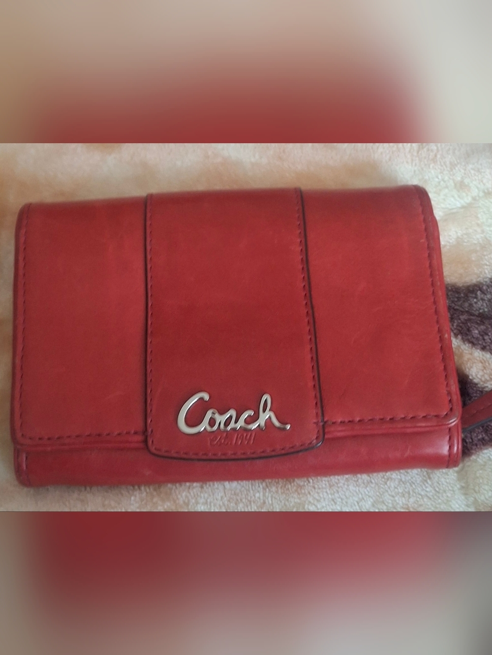 Coach Red Leather Wallet - Signature Coach Script